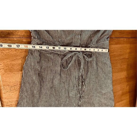 Anthropologie Blue White Pin Stripe Linen Blend Romper SZ 12 - Picture 6 of 10